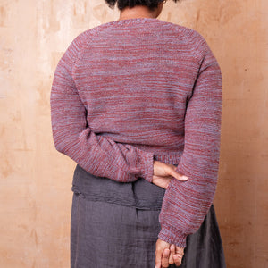 Jaana Sweater - 100% Baby Alpaca - Rust/Light Blue