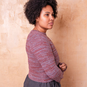 Jaana Sweater - 100% Baby Alpaca - Rust/Light Blue