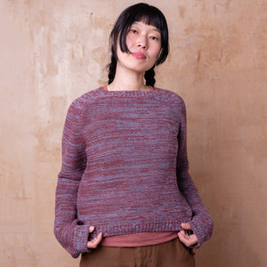 Jaana Sweater - 100% Baby Alpaca - Rust/Light Blue