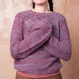 Jaana Sweater - 100% Baby Alpaca - Rust/Light Blue
