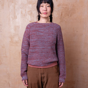 Jaana Sweater - 100% Baby Alpaca - Rust/Light Blue
