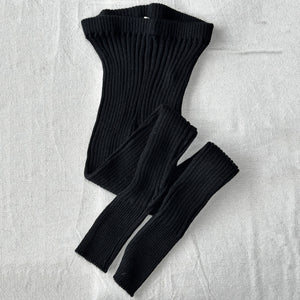 Nikki High Rise Rib Knit Pants - 100% Baby Alpaca - Black
