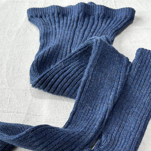 Nikki High Rise Rib Knit Pants - 100% Baby Alpaca - Denim Melange