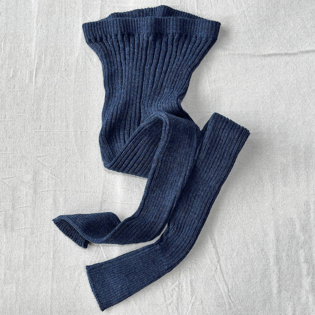 Nikki High Rise Rib Knit Pants - 100% Baby Alpaca - Denim Melange