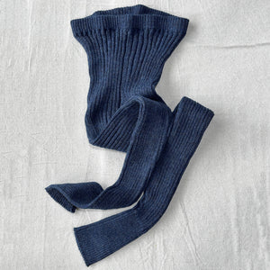 Nikki High Rise Rib Knit Pants - 100% Baby Alpaca - Denim Melange