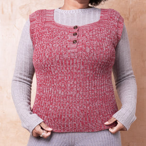 Rica Vest - 100% Baby Alpaca - Red Ochre/Lavender