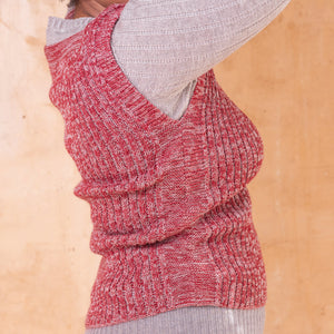 Rica Vest - 100% Baby Alpaca - Red Ochre/Lavender