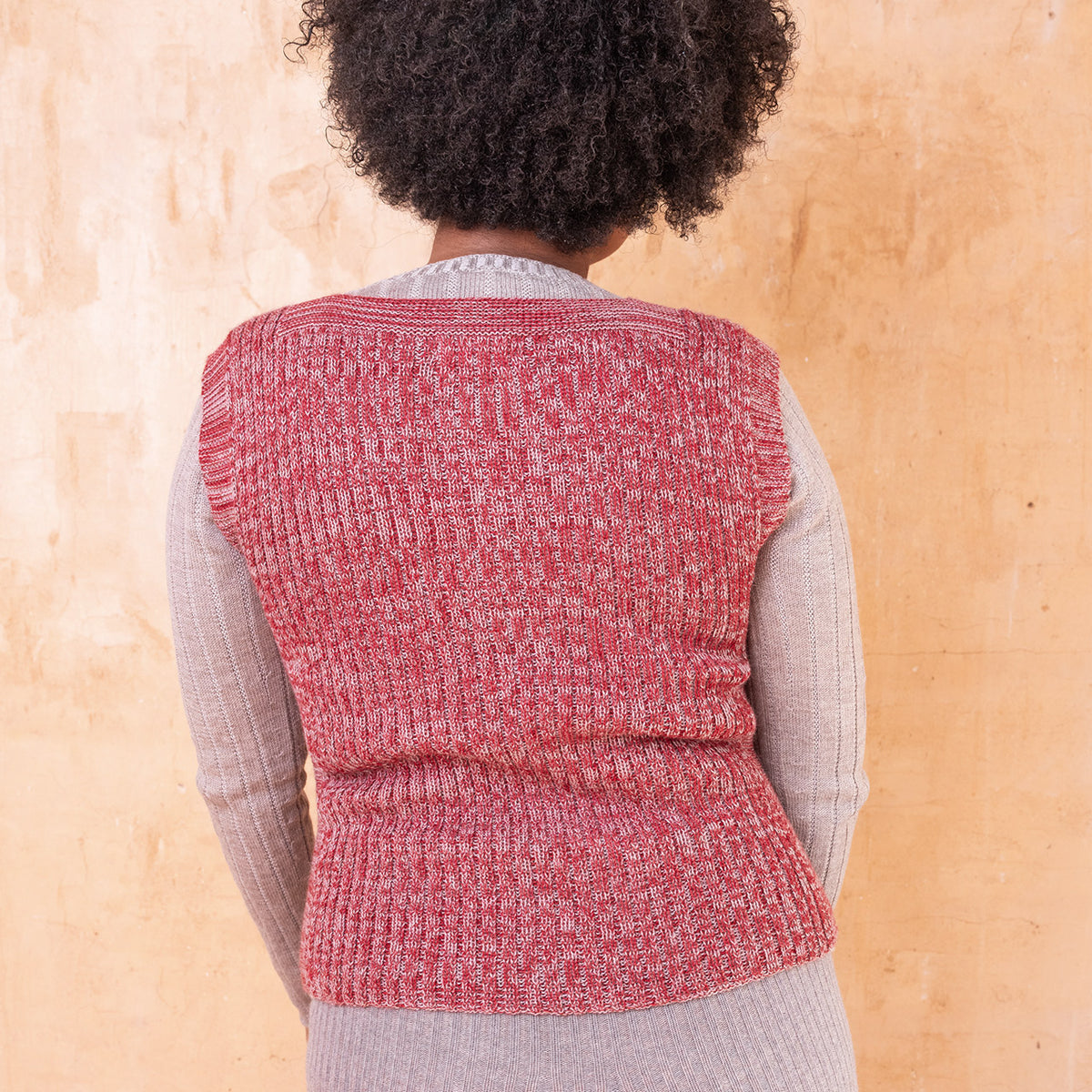 Rica Vest - 100% Baby Alpaca - Red Ochre/Lavender