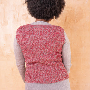 Rica Vest - 100% Baby Alpaca - Red Ochre/Lavender