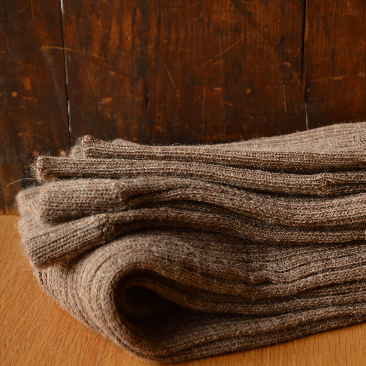 Women's High Waisted Knitted Rib Leggings - 100% Baby Alpaca - Mocha (M-XL) *Last ones