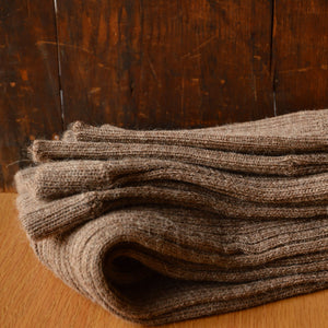 Women's High Waisted Knitted Rib Leggings - 100% Baby Alpaca - AW25 Rust Melange (S-XL) *Returning Soon