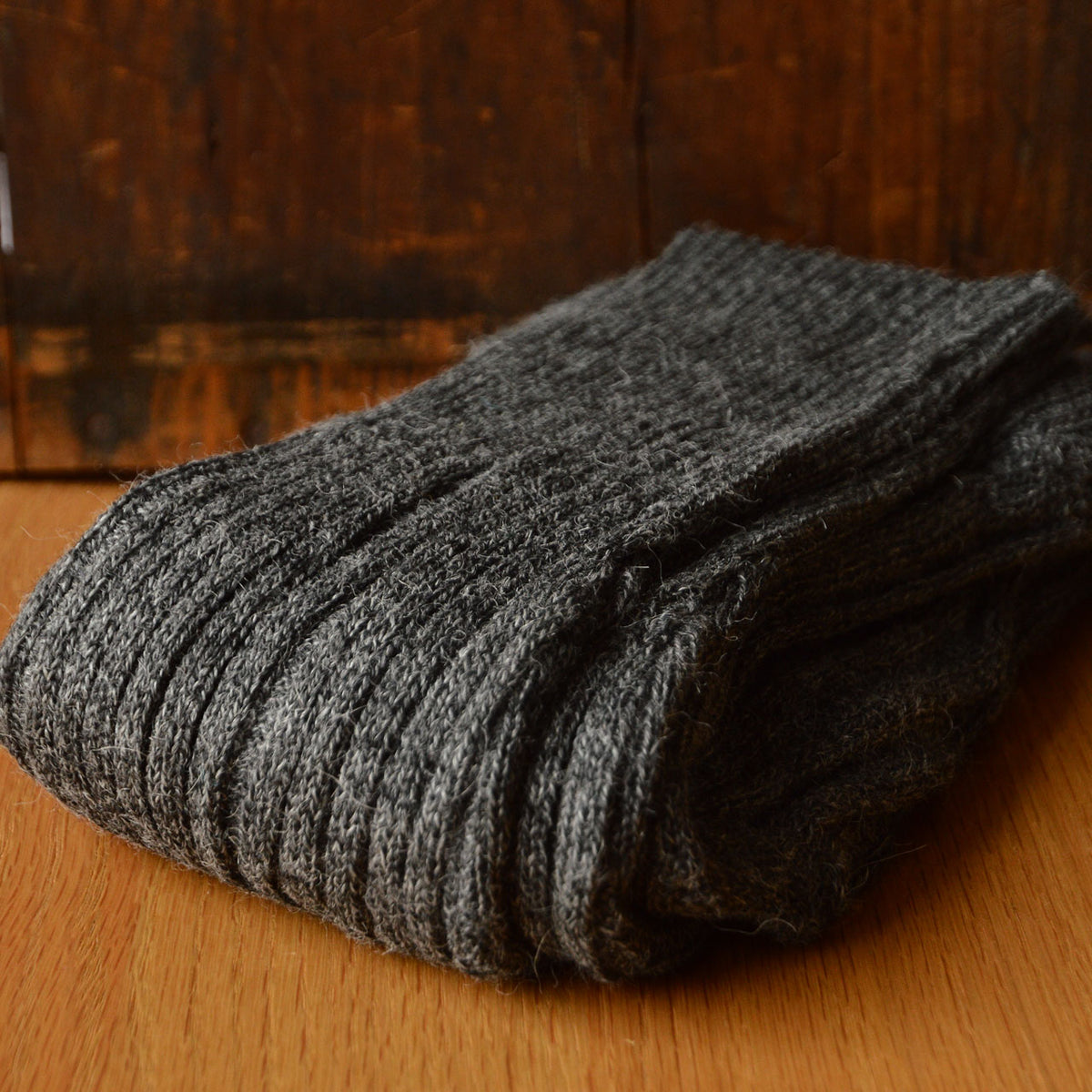 Women's High Waisted Knitted Rib Leggings - 100% Baby Alpaca - Salt & Pepper (M-XL)