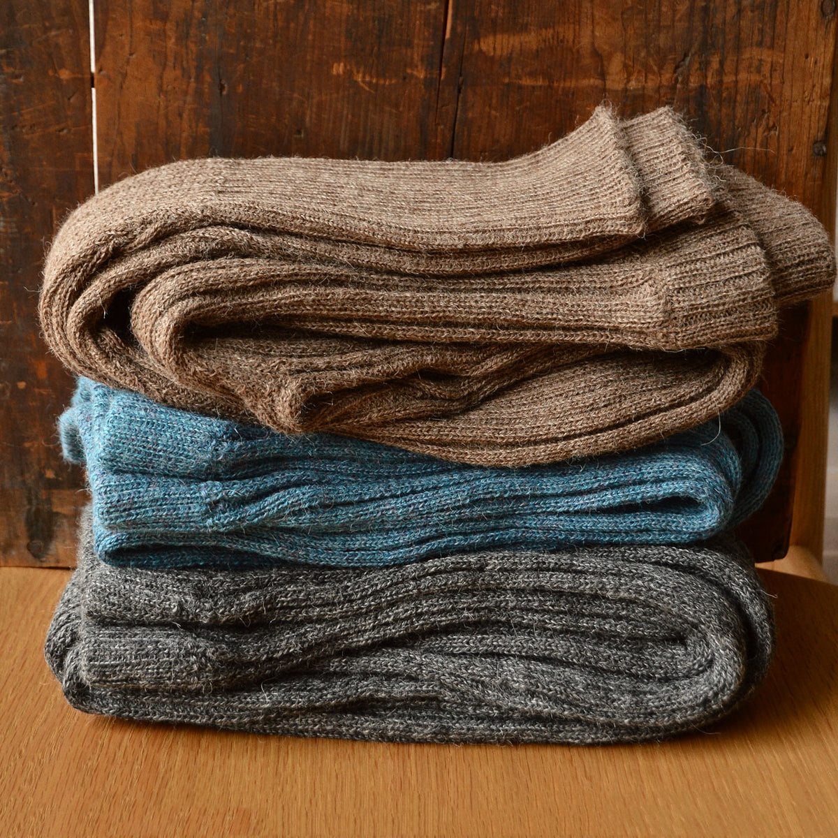 Women's High Waisted Knitted Rib Leggings - 100% Baby Alpaca - Mocha (M-XL) *Last ones