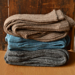 Women's High Waisted Knitted Rib Leggings - 100% Baby Alpaca - AW25 Rust Melange (S-XL) *Returning Soon