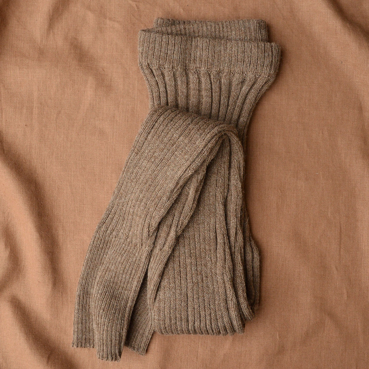 Women's High Waisted Knitted Rib Leggings - 100% Baby Alpaca - Mocha (M-XL) *Last ones
