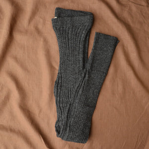 Women's High Waisted Knitted Rib Leggings - 100% Baby Alpaca - Salt & Pepper (S-XL)
