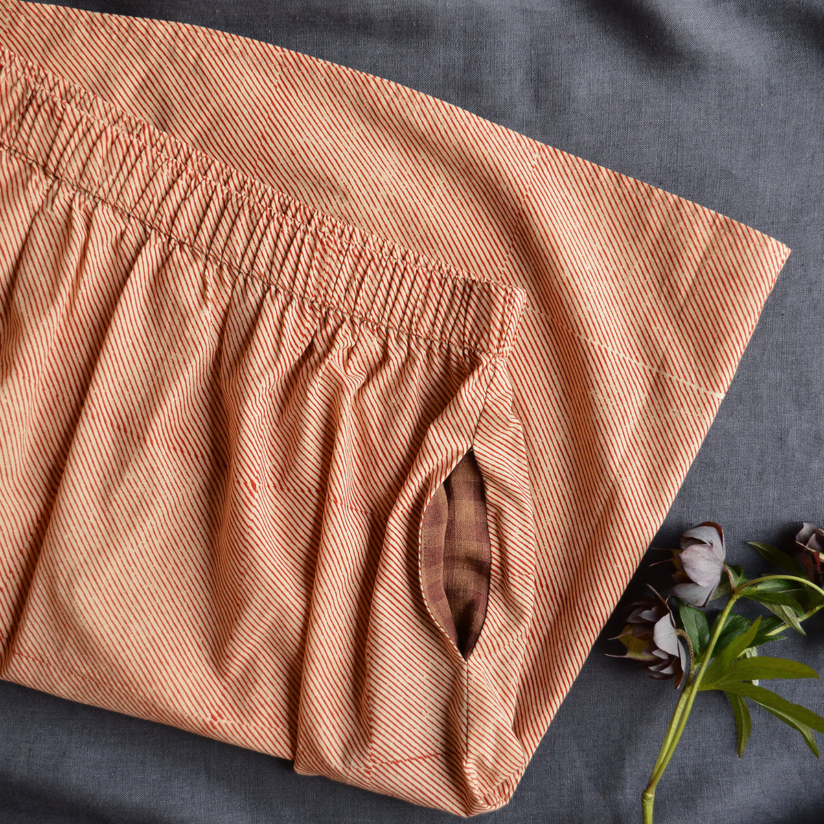 Bagru Block Print Pocket Skirt - 100% Hand Printed Indian Cotton (Women S-L)