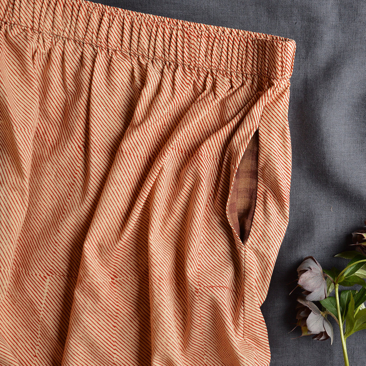 Bagru Block Print Pocket Skirt - 100% Hand Printed Indian Cotton (Women S-L)