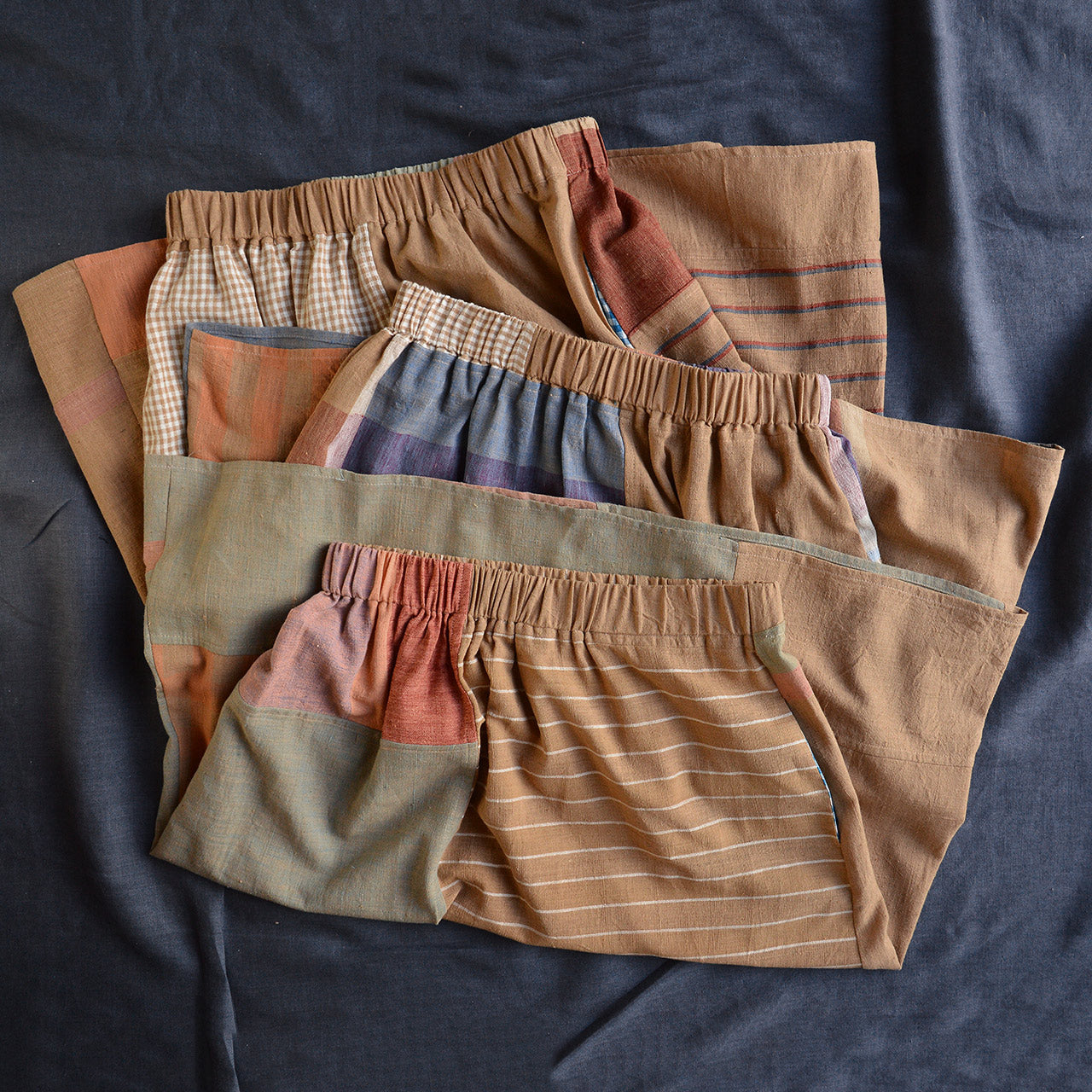 Patchwork Pocket Skirt - 100% Hand Loomed Indian Cotton (Women S-L)
