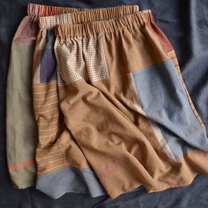 Patchwork Pocket Skirt - 100% Hand Loomed Indian Cotton (Women S-L)