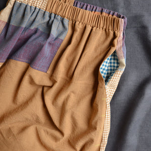 Patchwork Pocket Skirt - 100% Hand Loomed Indian Cotton (Women S-L)