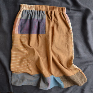 Patchwork Pocket Skirt - 100% Hand Loomed Indian Cotton (Women S-L)