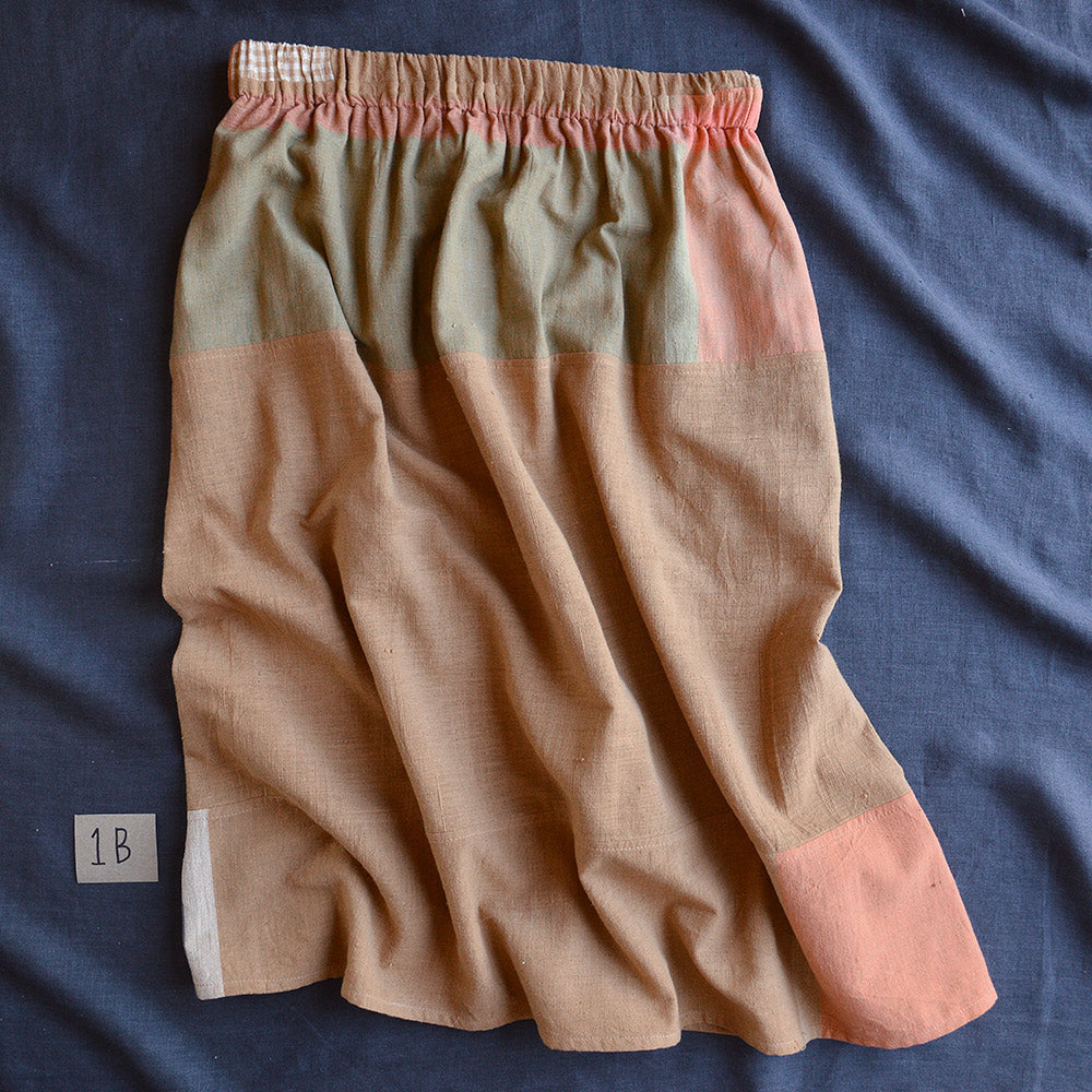 Patchwork Pocket Skirt - 100% Hand Loomed Heirloom Cotton with Plant Dyes (Women S-L)
