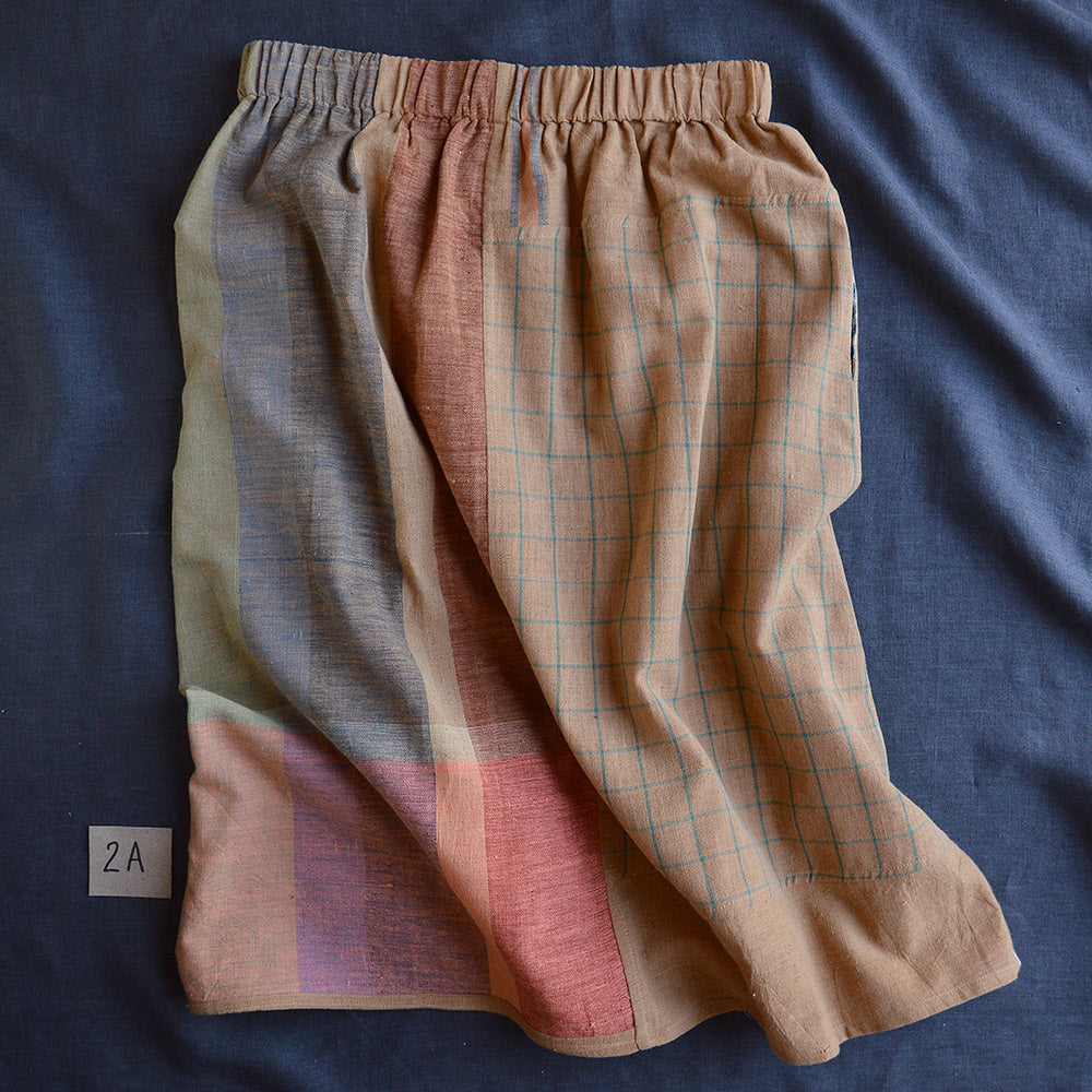 Patchwork Pocket Skirt - 100% Hand Loomed Heirloom Cotton with Plant Dyes (Women S-L)