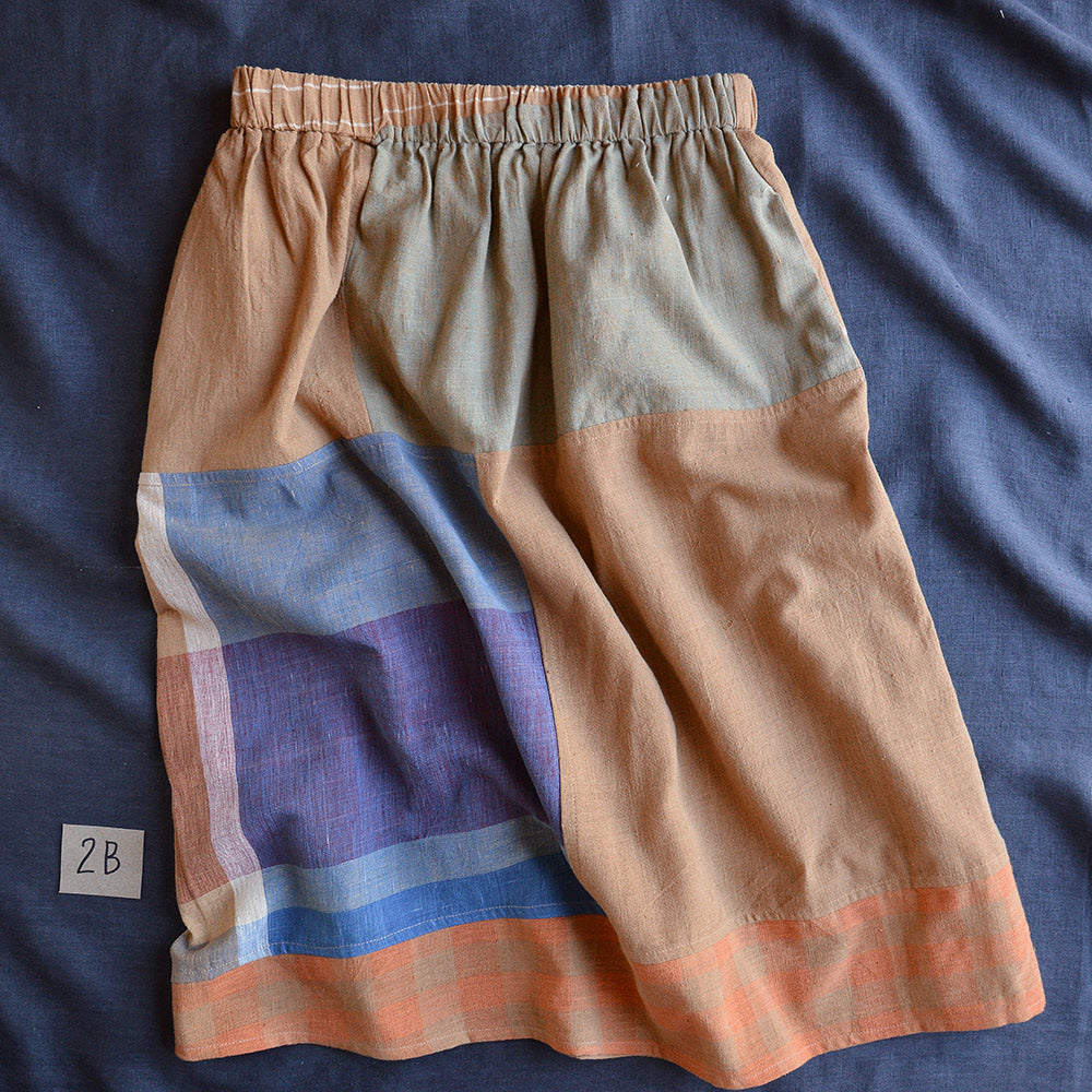 Patchwork Pocket Skirt - 100% Hand Loomed Heirloom Cotton with Plant Dyes (Women S-L)