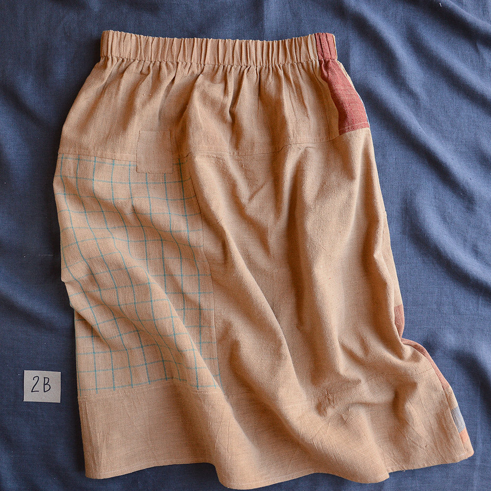 Patchwork Pocket Skirt - 100% Hand Loomed Heirloom Cotton with Plant Dyes (Women S-L)