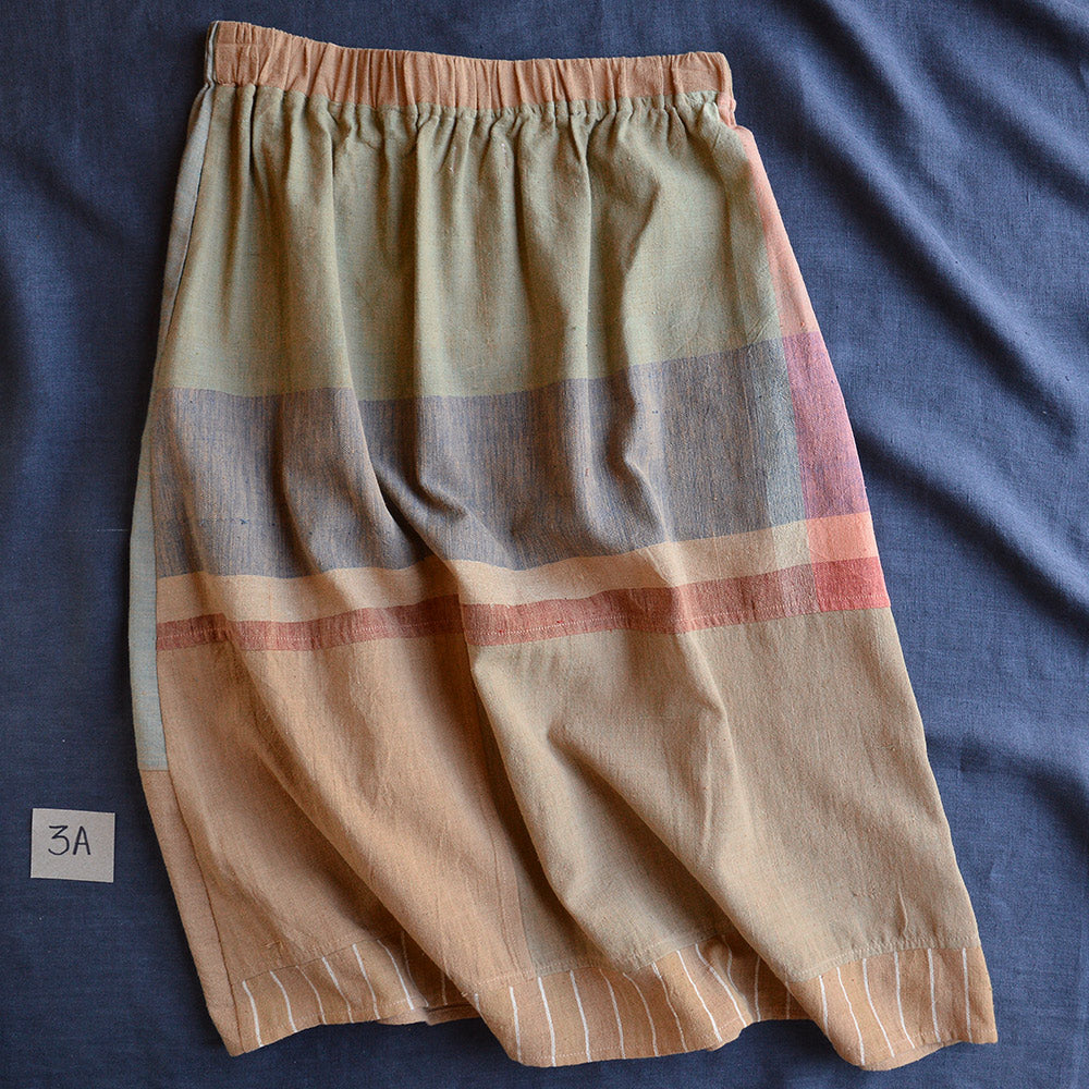 Patchwork Pocket Skirt - 100% Hand Loomed Heirloom Cotton with Plant Dyes (Women S-L)