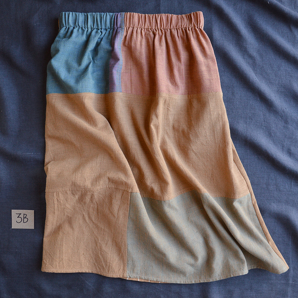 Patchwork Pocket Skirt - 100% Hand Loomed Heirloom Cotton with Plant Dyes (Women S-L)