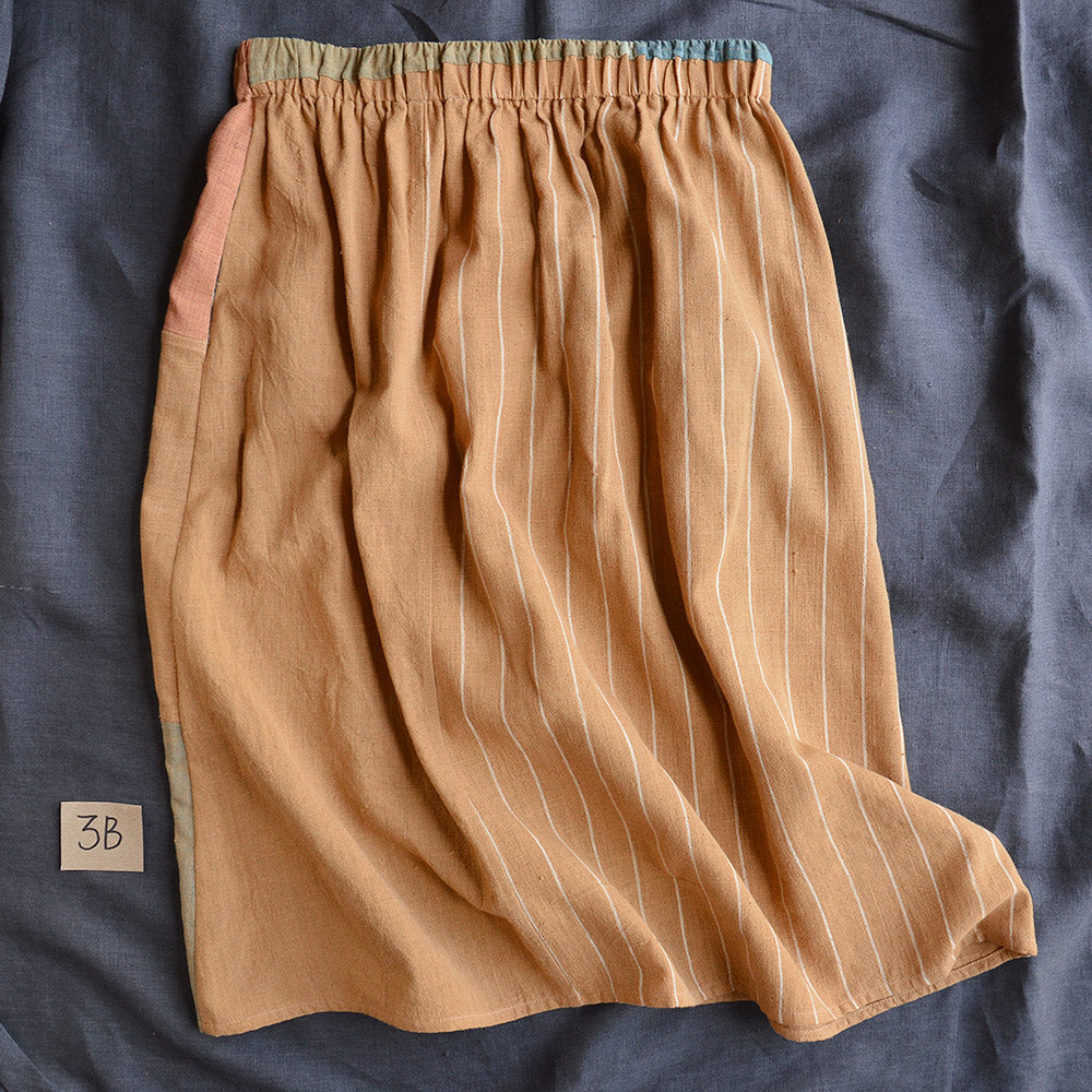 Patchwork Pocket Skirt - 100% Hand Loomed Heirloom Cotton with Plant Dyes (Women S-L)