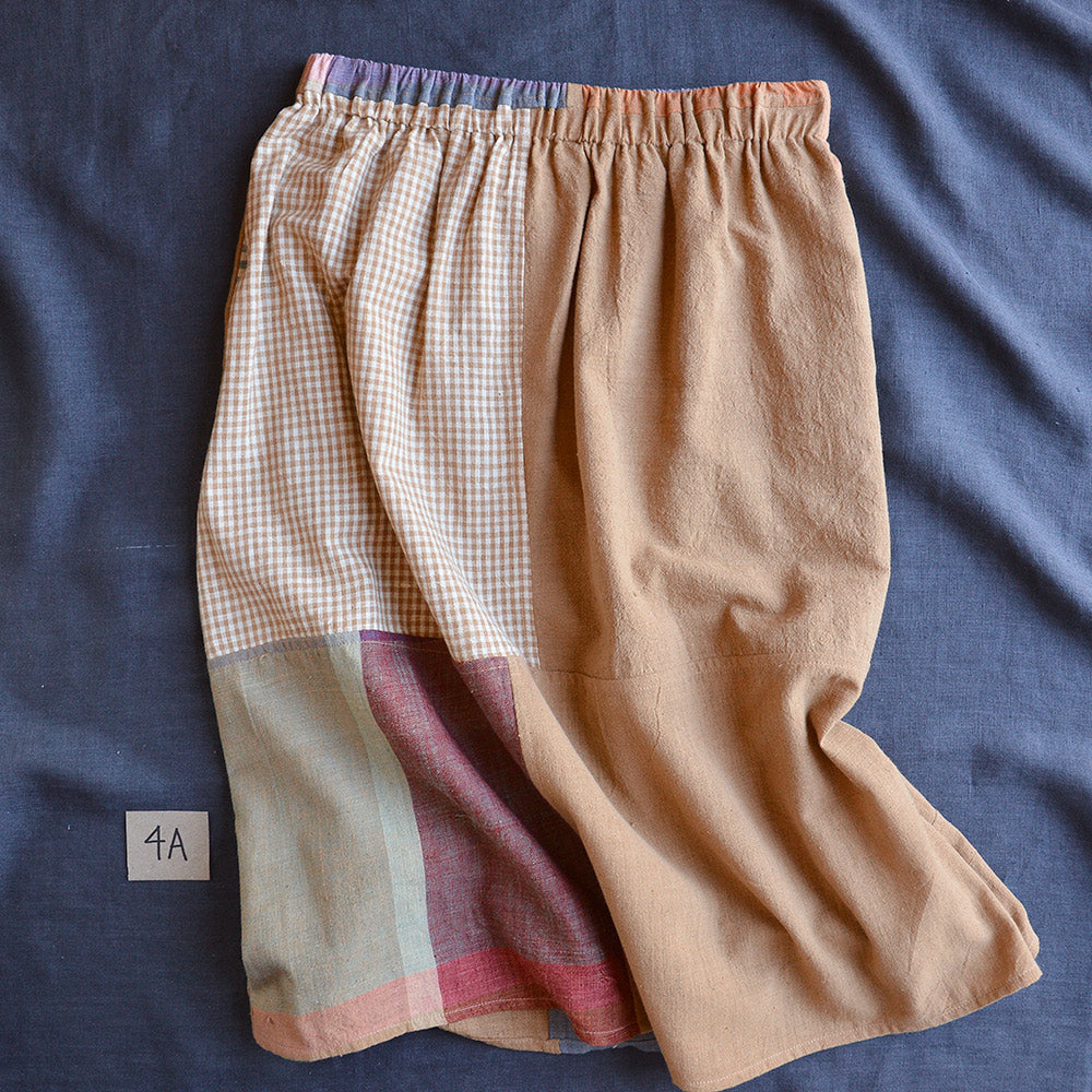 Patchwork Pocket Skirt - 100% Hand Loomed Heirloom Cotton with Plant Dyes (Women S-L)