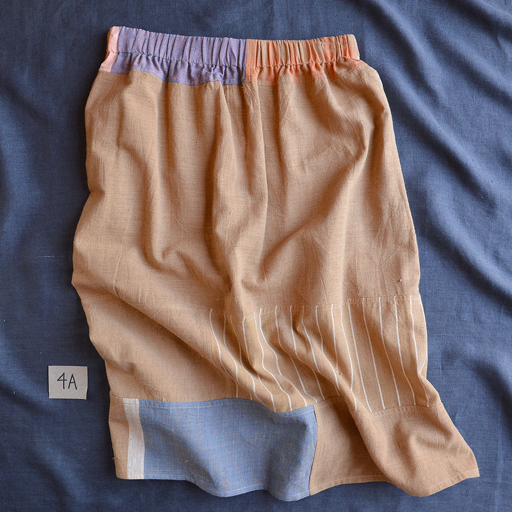 Patchwork Pocket Skirt - 100% Hand Loomed Heirloom Cotton with Plant Dyes (Women S-L)