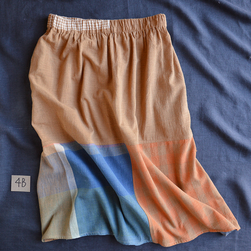 Patchwork Pocket Skirt - 100% Hand Loomed Heirloom Cotton with Plant Dyes (Women S-L)