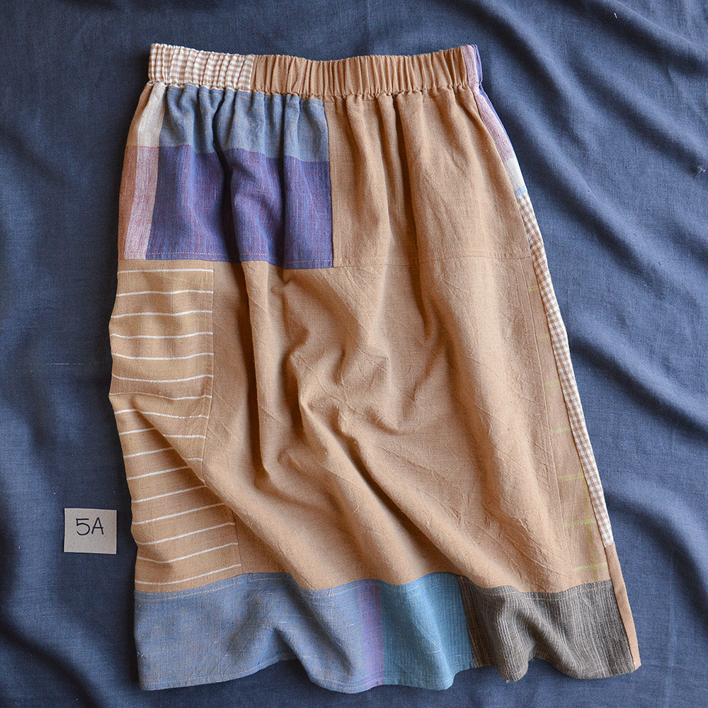 Patchwork Pocket Skirt - 100% Hand Loomed Heirloom Cotton with Plant Dyes (Women S-L)