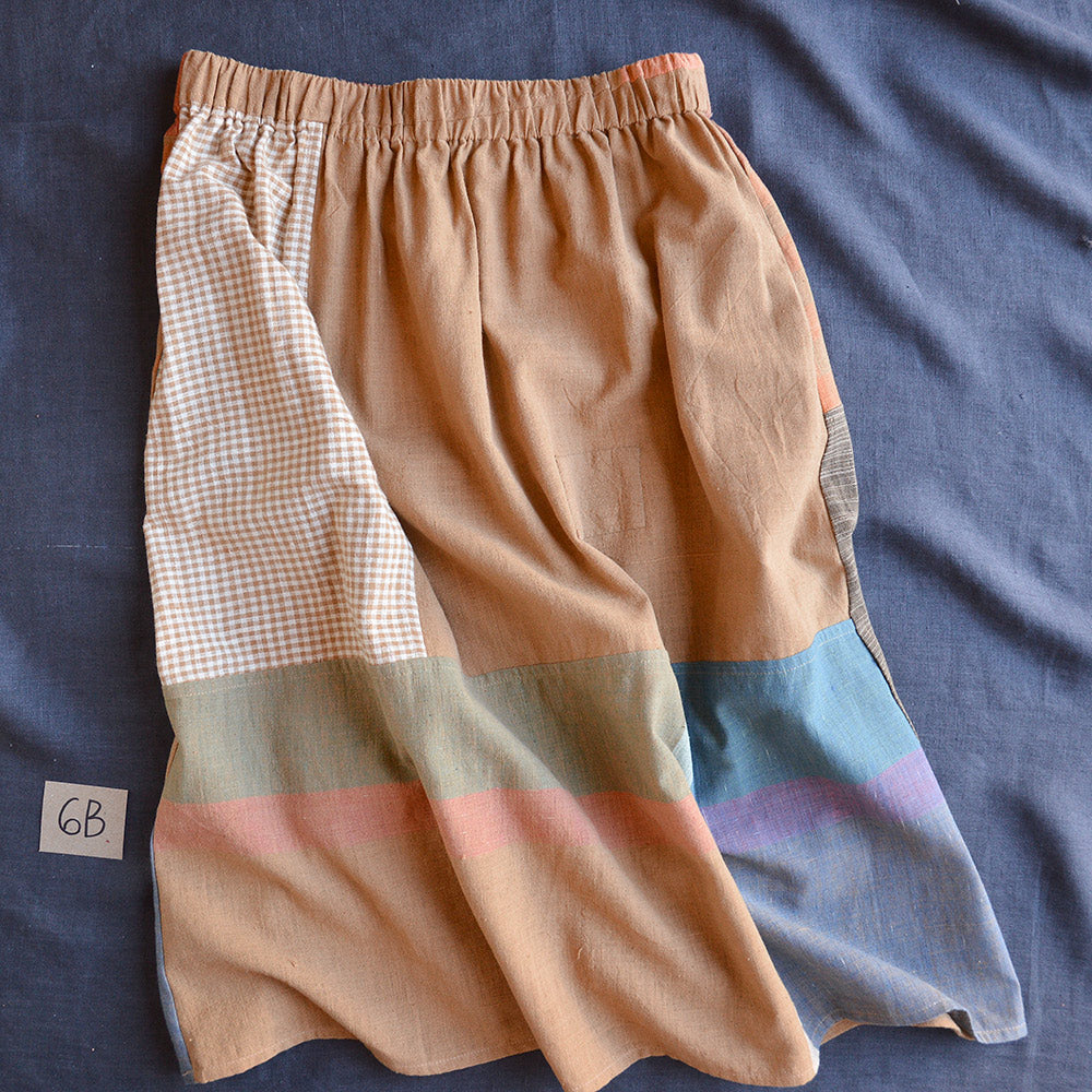 Patchwork Pocket Skirt - 100% Hand Loomed Heirloom Cotton with Plant Dyes (Women S-L)