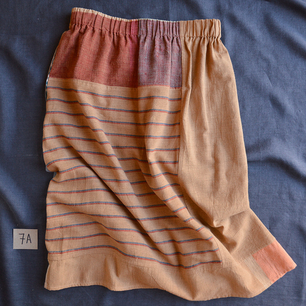 Patchwork Pocket Skirt - 100% Hand Loomed Heirloom Cotton with Plant Dyes (Women S-L)