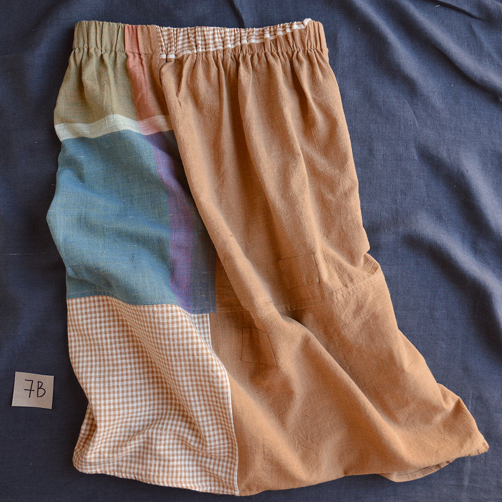 Patchwork Pocket Skirt - 100% Hand Loomed Heirloom Cotton with Plant Dyes (Women S-L)