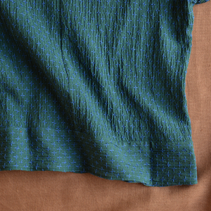 Cross Stitch Pieces Top - 100% Indian Cotton Muslin - Viridian Blue (Women S-L)