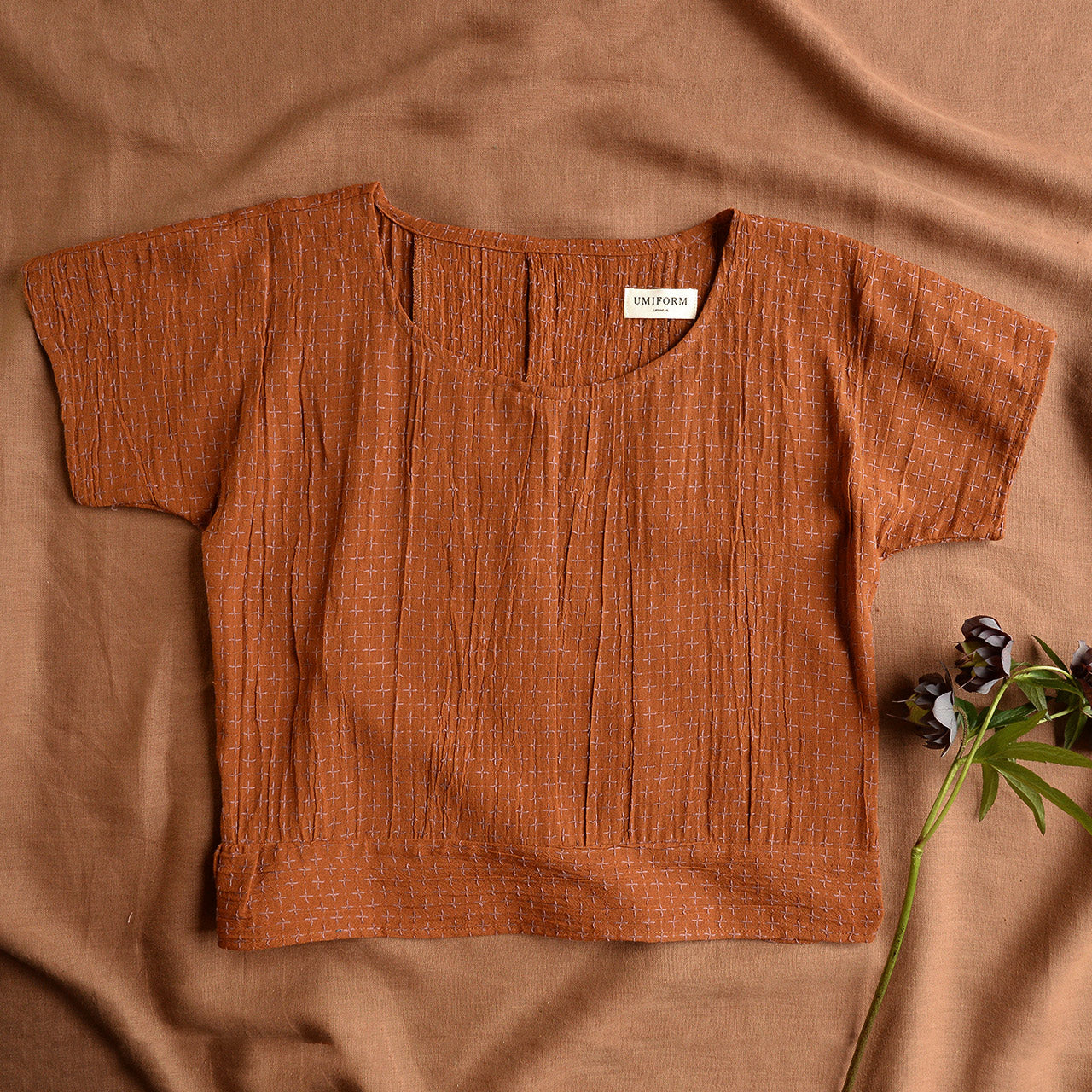 Cross Stitch Pieces Top - 100% Indian Cotton Muslin - Ginger Lilac (Women S-L)