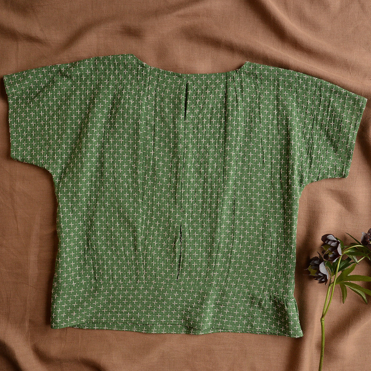 Cross Stitch Pieces Top - 100% Indian Cotton Muslin - Sweet Pea (Women S-L)