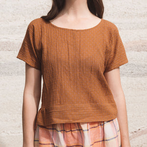 Cross Stitch Pieces Top - 100% Indian Cotton Muslin - Viridian Blue (Women S-L)