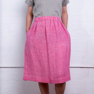 Pocket Skirt - 100% Linen - Old Soul Pink Light Twill (Women S-L)