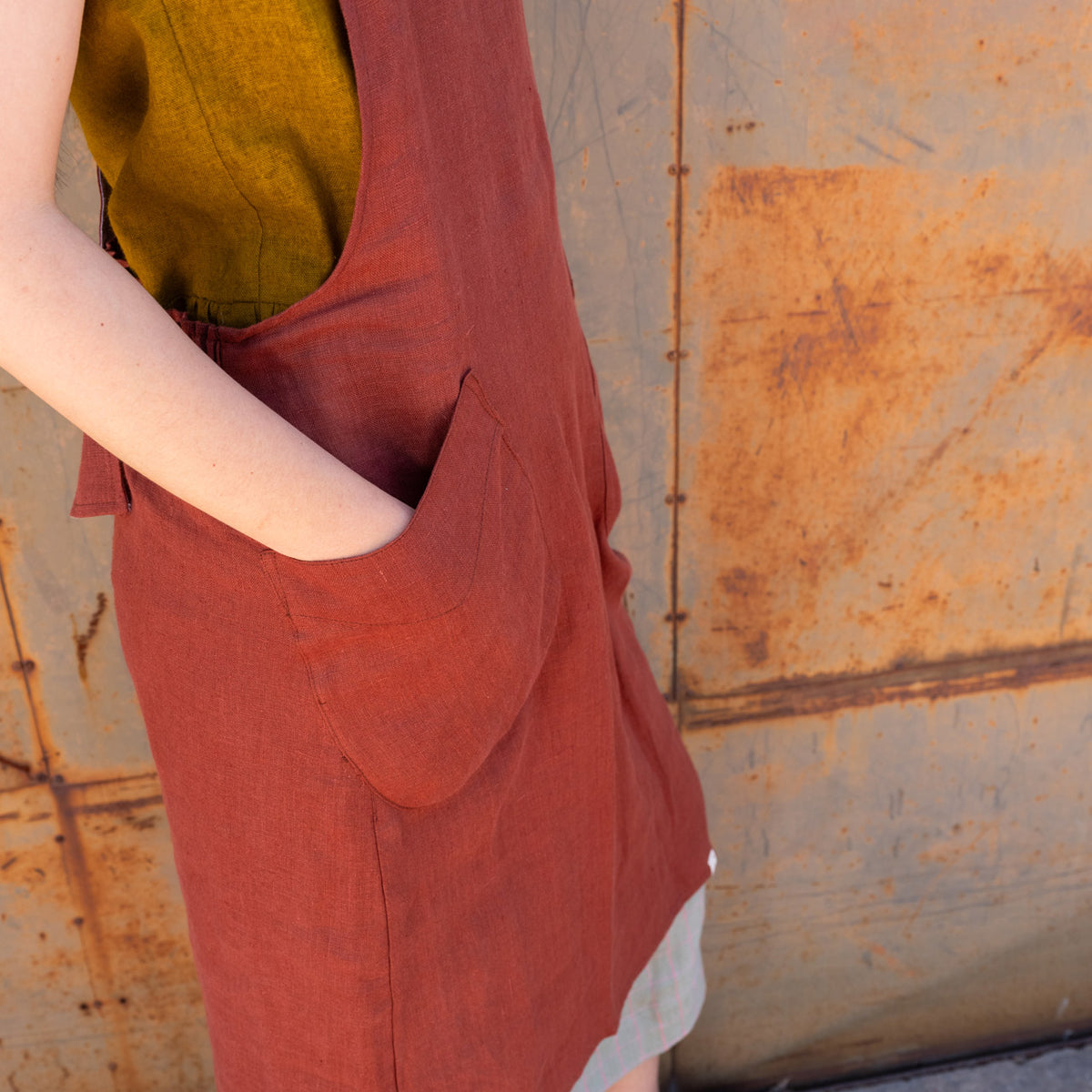 Mamiko Apron Dress - 100% Linen - Cinnamon Dust (Women S-XL)