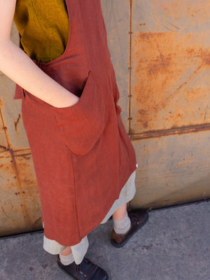 Mamiko Apron Dress - 100% Linen - Cinnamon Dust (Women S-XL)