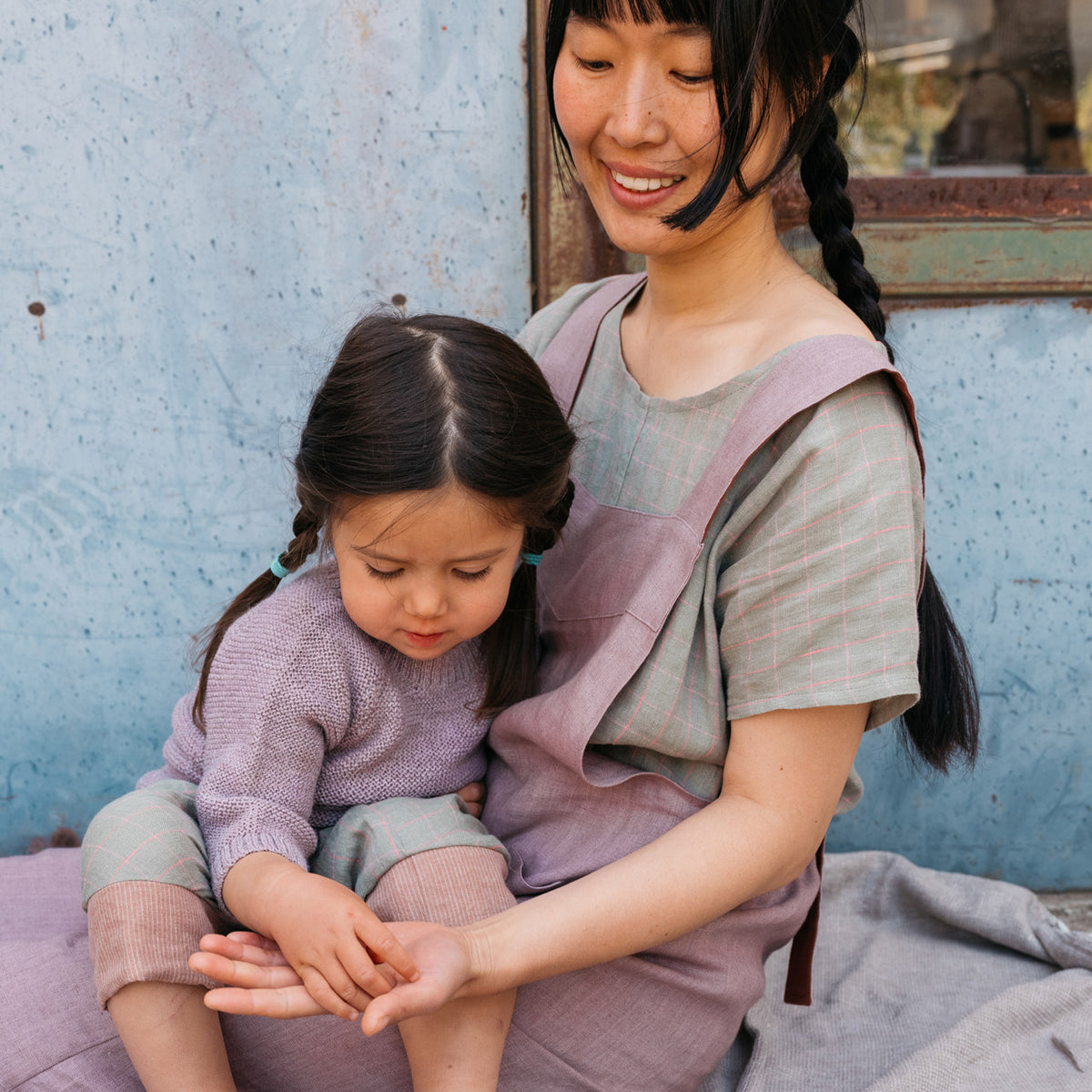 Cross Stitch Pieces Top - 100% Indian Cotton Muslin - Ginger Lilac (Women S-L)