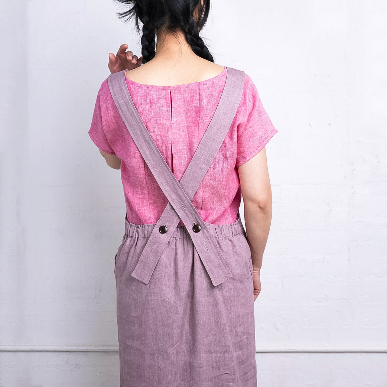 Mamiko Apron Dress - 100% Linen - Calamine Pink (Women S-XL) *REDUCED