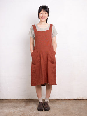 Mamiko Apron Dress - 100% Linen - Cinnamon Dust (Women S-XL)